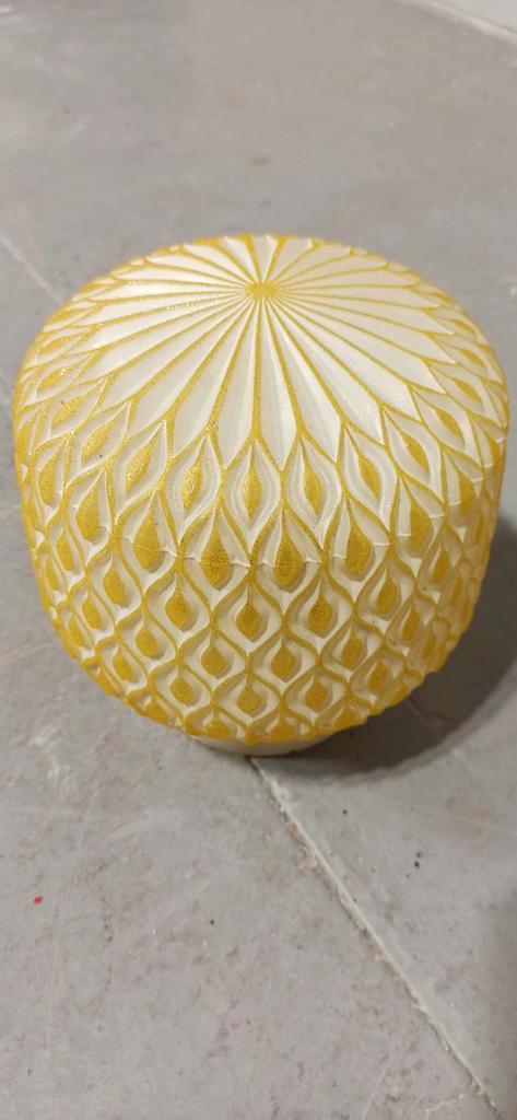 Vintage Glazen Plafondlamp, Wit En Geel image 6