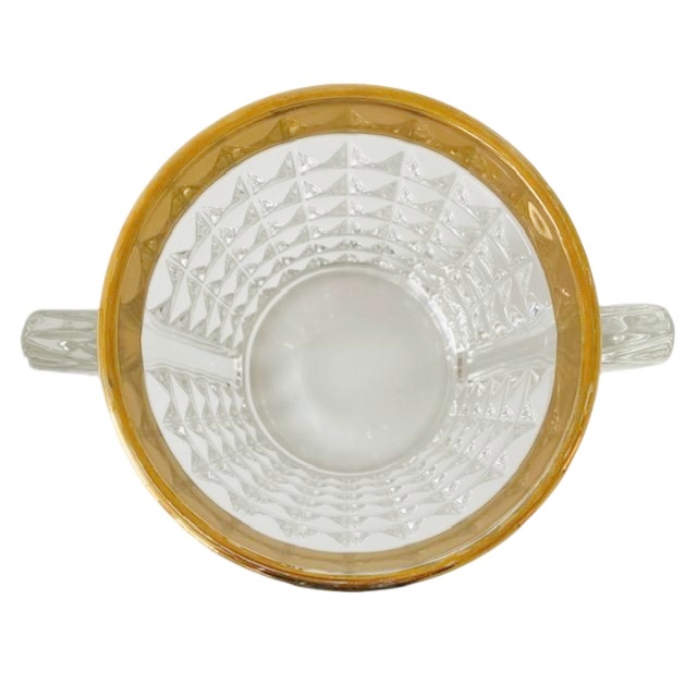 Mid-century Ijsemmer Zwaar Geslepen Kristal Met Handvatten Messing 1950’s image 4