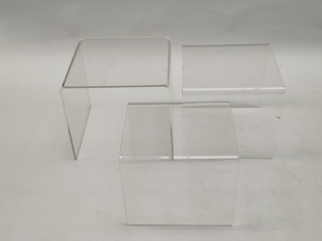 Vintage Set Bijzettafeltjes Plexiglas Nesting Tables Aqryl image 10