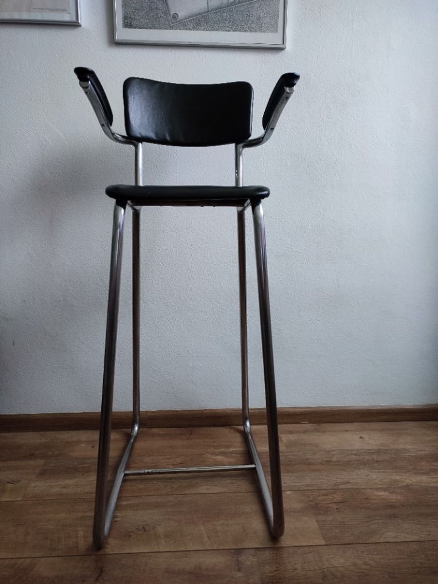 Vintage Kinder Kappersstoel 1950 Gispen Stijl Chroom & Zwart Barber Chair Children image 3