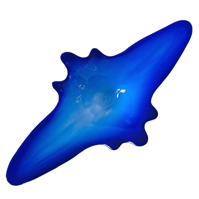 Vintage Xl Murano Glas Schaal Blauw Wit Helder Glas Mid-century 1970’s image 8