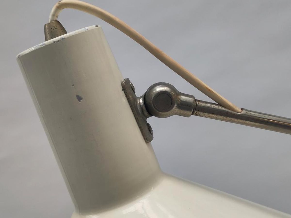 Vintage Staande Hengellamp Gepo Vloerlamp Wit Metaal Anvia image 6