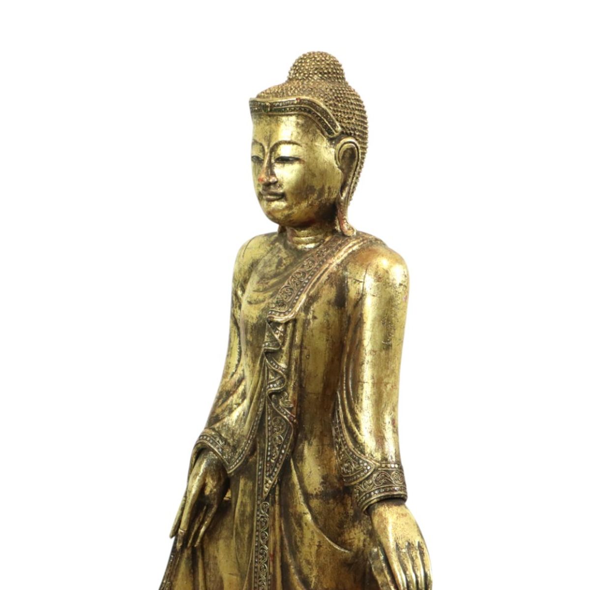Enorm Boeddhabeeld Verguld Hout Mandalay Birma 140cm image 11