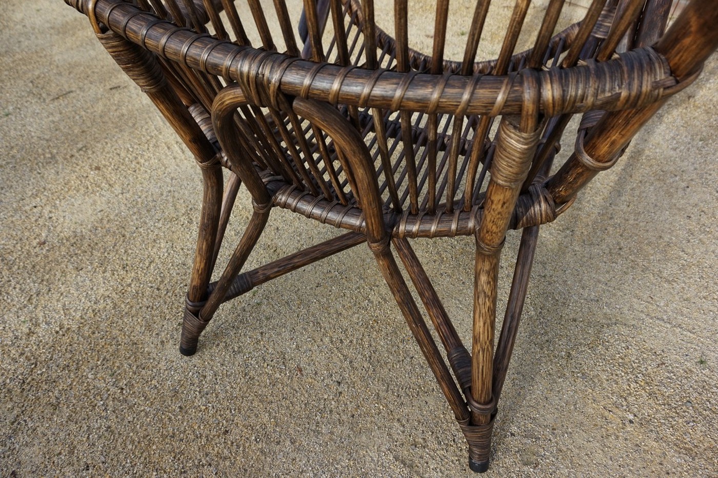 Vintage Rotan/bamboe Fan Back Lounge Chair Met Leren Kussens, Jaren 60, Toegeschreven Aan Rohé No image 17
