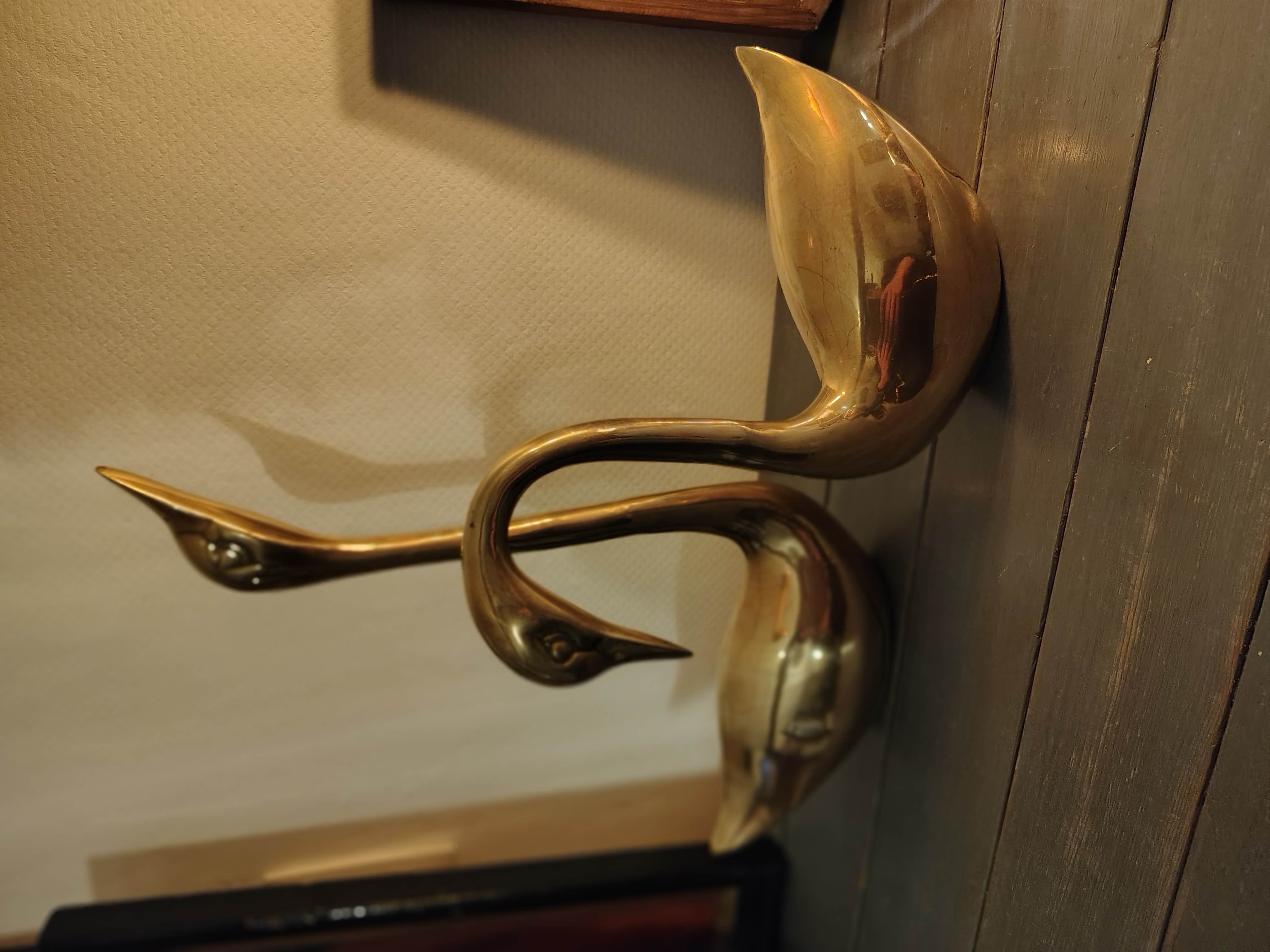 Set Van Zeer Grote (39,5 En 26 Cm) Vintage Zwanen Messing image 7