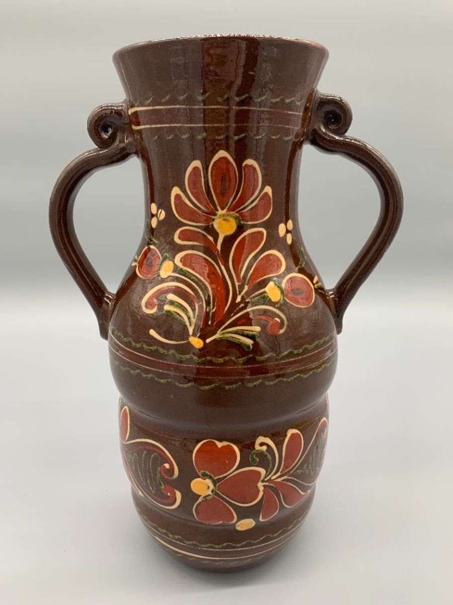 Vintage Grote Vaas Bruin Aardewerk image 2