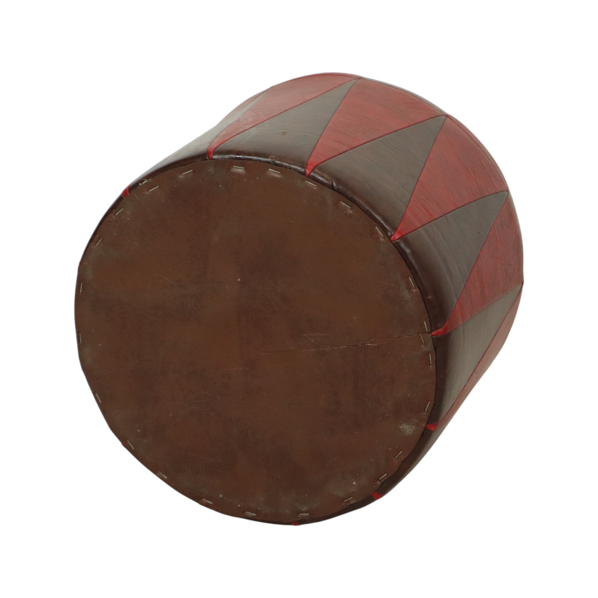 Ronde Vintage Poef Bruin Rood Tweekleurig Skai Sixties image 13