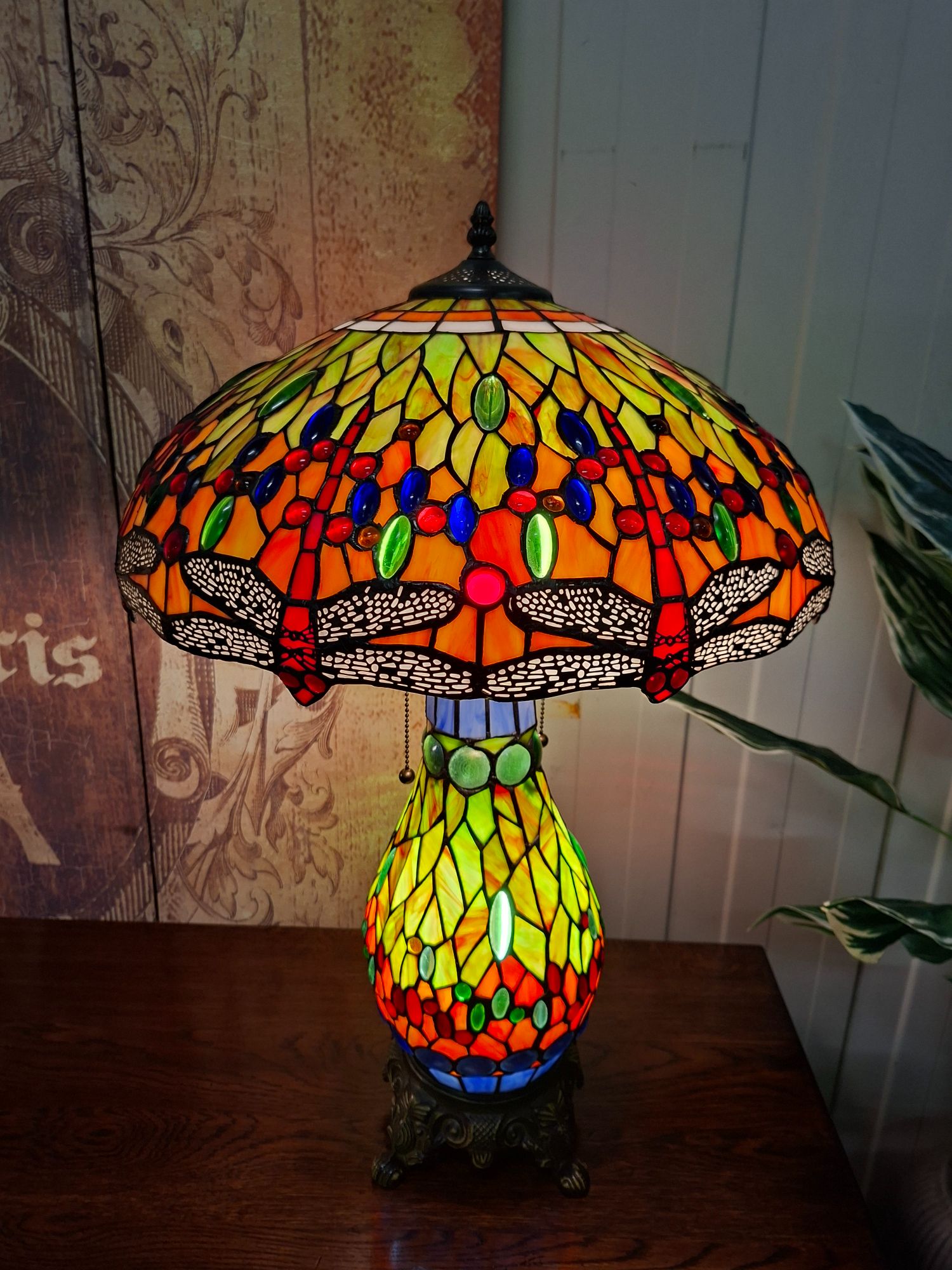 Klassieke Handgemaakte Tafellampen Met Sierlijke Lampenvoet (dragonfly) image 4