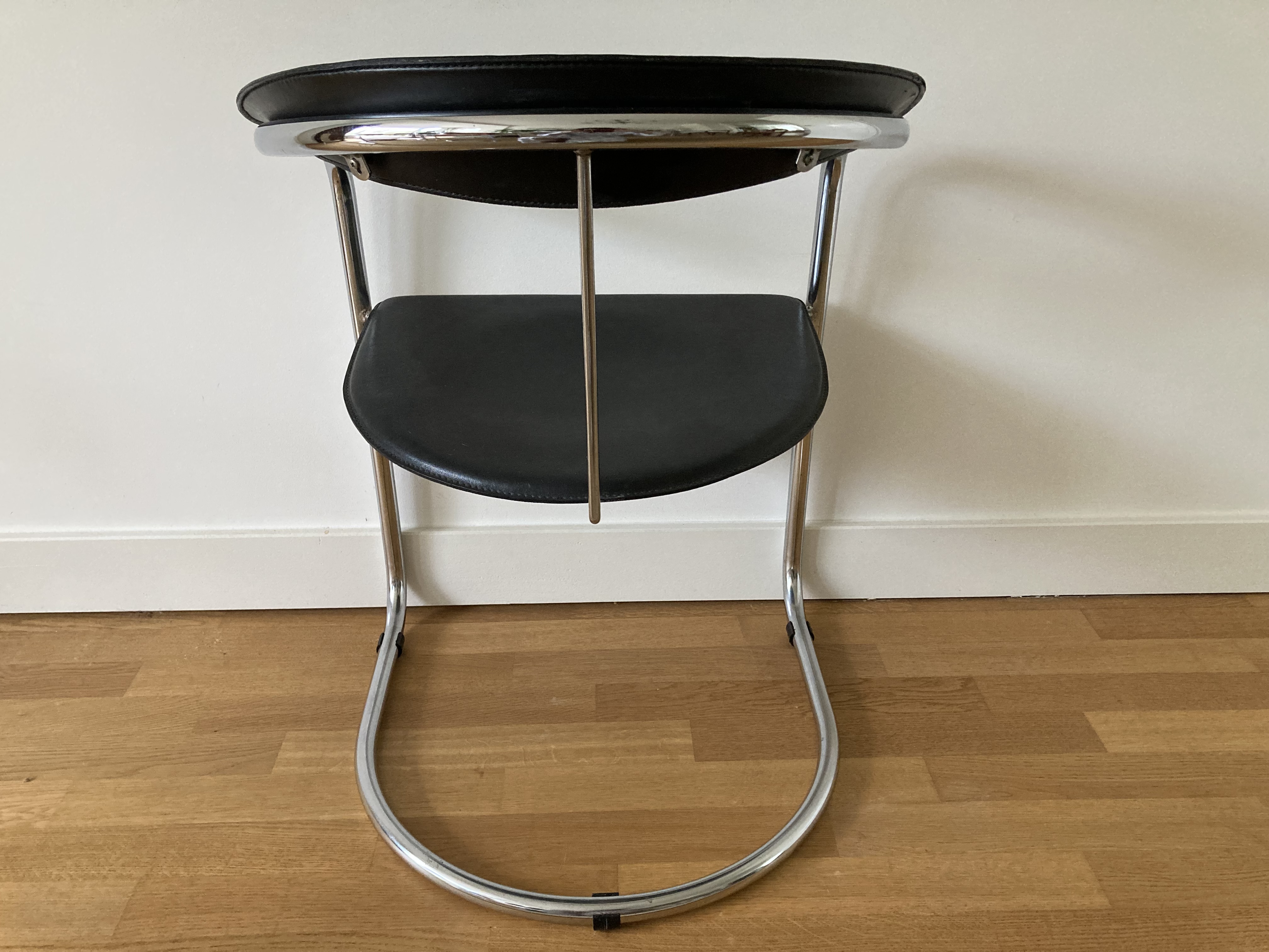 4 Italiaans Design Tuigleer Chroom Buisframe Stoelen image 6