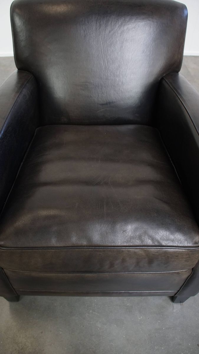 Stijlvolle En Tijdloze Zwart/ Grijze Schapenleren Design Fauteuil/ Armchair Met Comfortabele Zit image 6