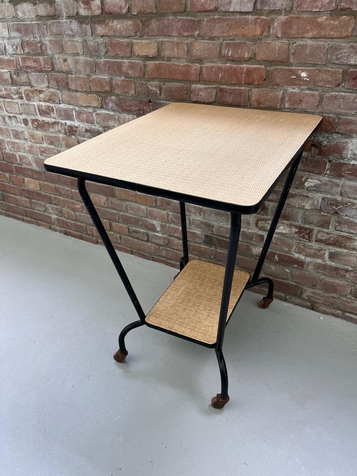 Mid Century Trolley, Vintage Bijzettafel Op Wielen, Side Table image 4