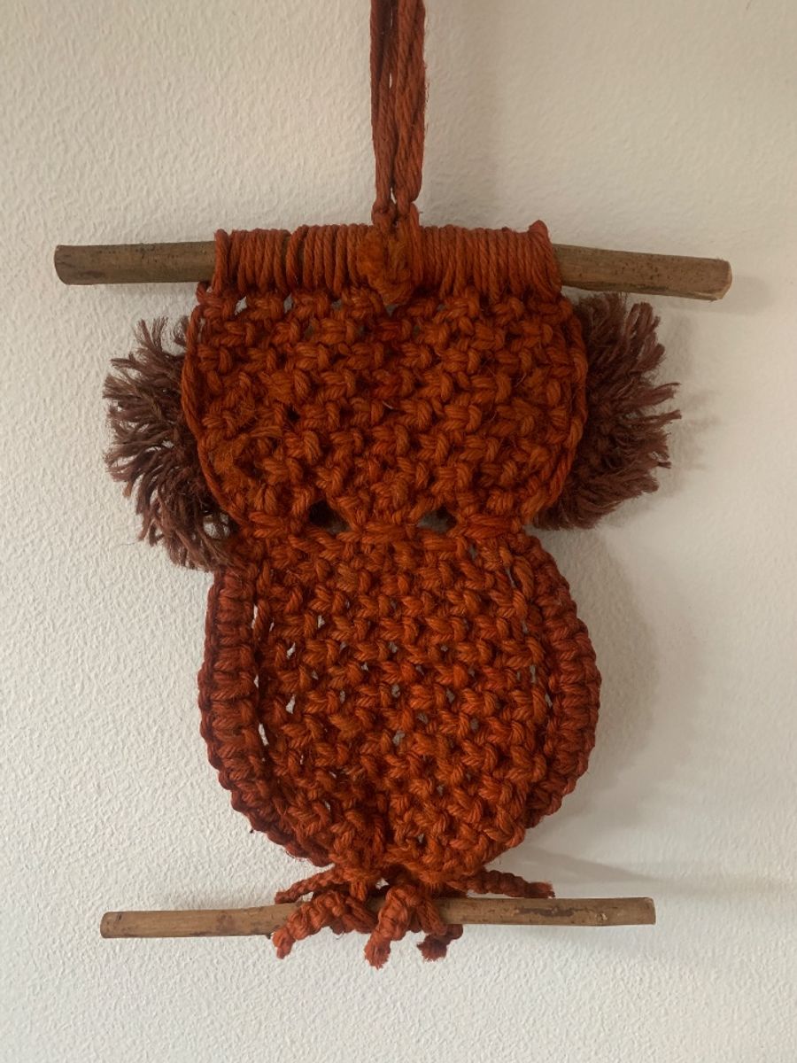 Vintage Seventies Macramé Handmade Uil image 2