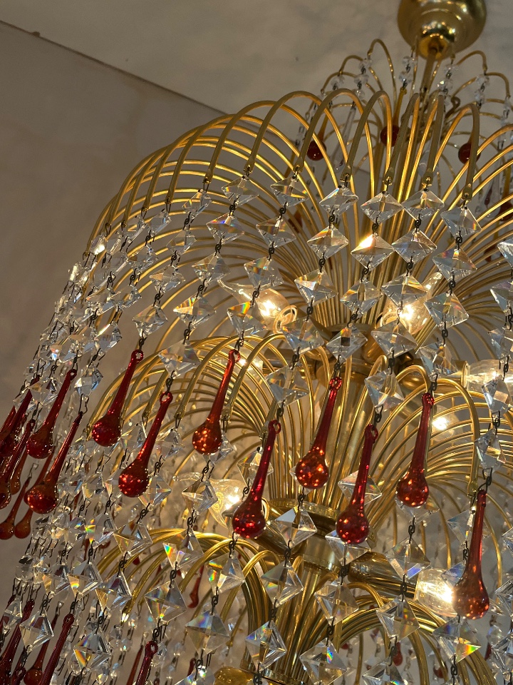 Xxl Murano Teardrop Kroonluchter Hanglamp Vintage Goud Frame image 7