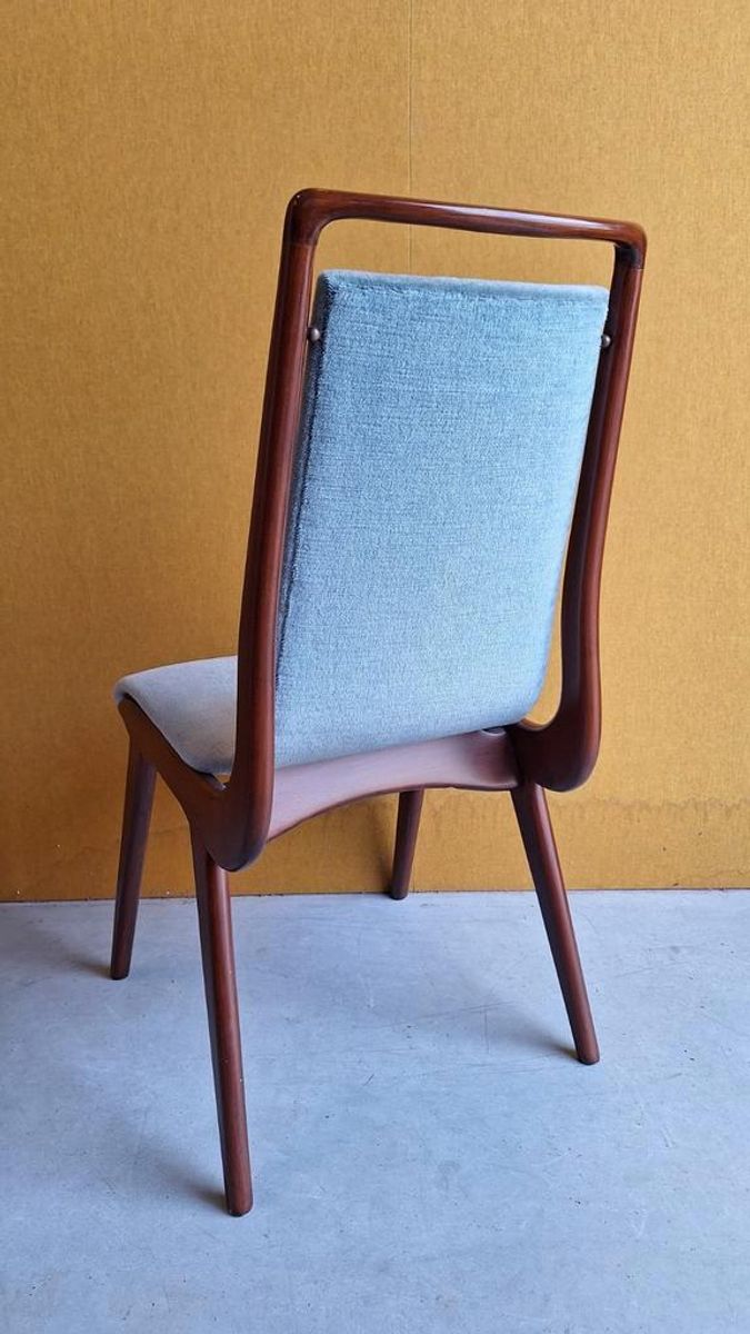 Awa Vintage Dinner Chairs, Teakhouten Stoelen Met Mohair image 3