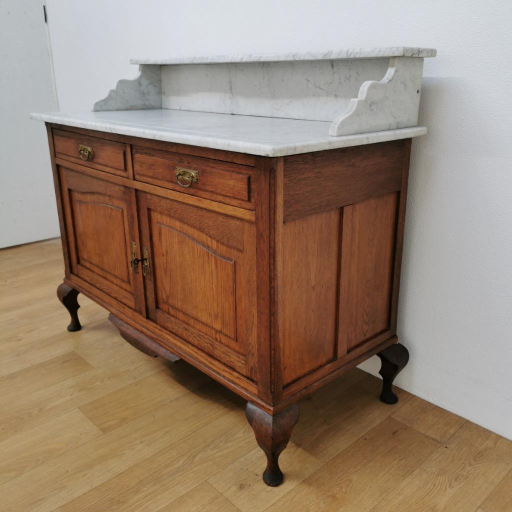 Vintage Antiek Landelijk Frans Dressoir Commode Ladekast Badkamermeubel Met Marmer Blad 906 image 8