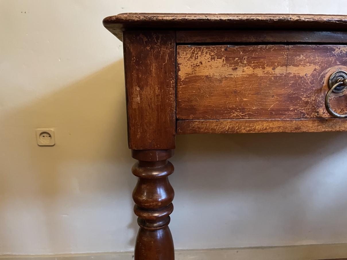 Magnifiek Bureau Werktafel Leer En Ingelegd Met Bladgoud 19e Eeuws Frans image 4