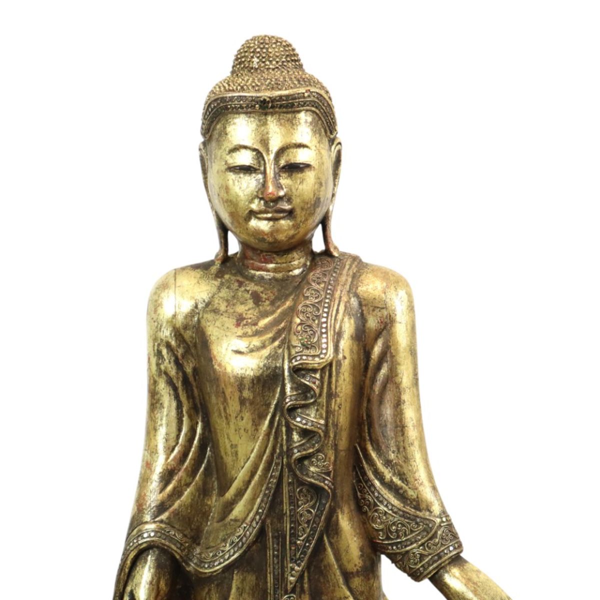 Enorm Boeddhabeeld Verguld Hout Mandalay Birma 140cm image 13