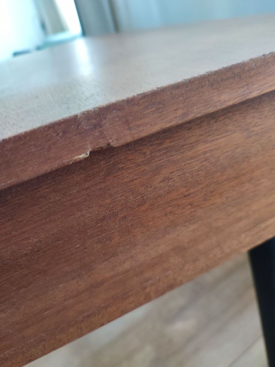 Vintage Houten Bureau Op Zwarte Poten Met Lade En Kastje image 7