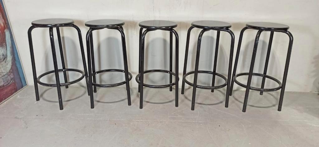 5 X Vintage Barkruk, Zwart, P/p/s image 10