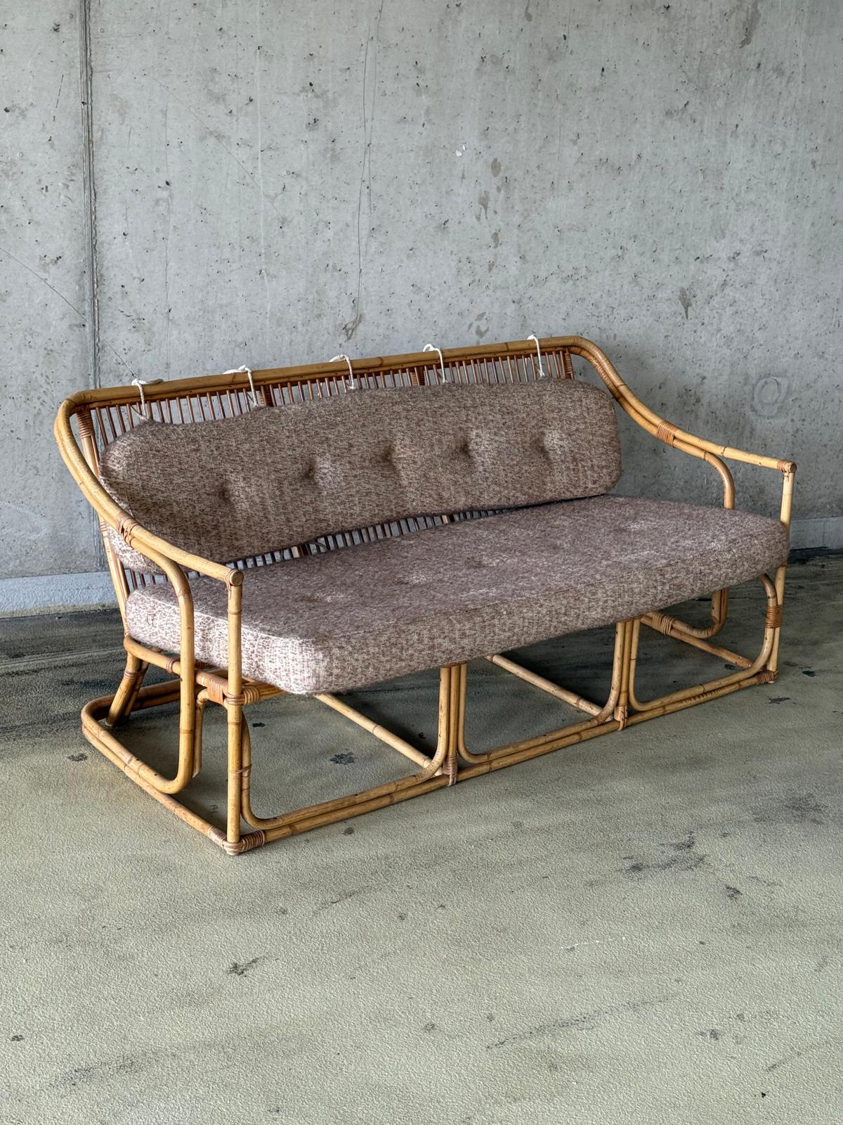 Mid Century Boho Bamboe 3-zits Bank / Sofa image 2