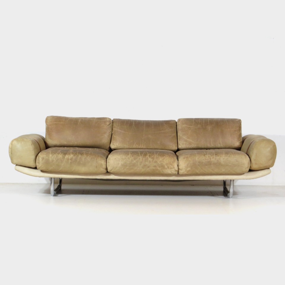 Mid Century Modern Lounge Sofa Bank In Leer, 1960s image 4