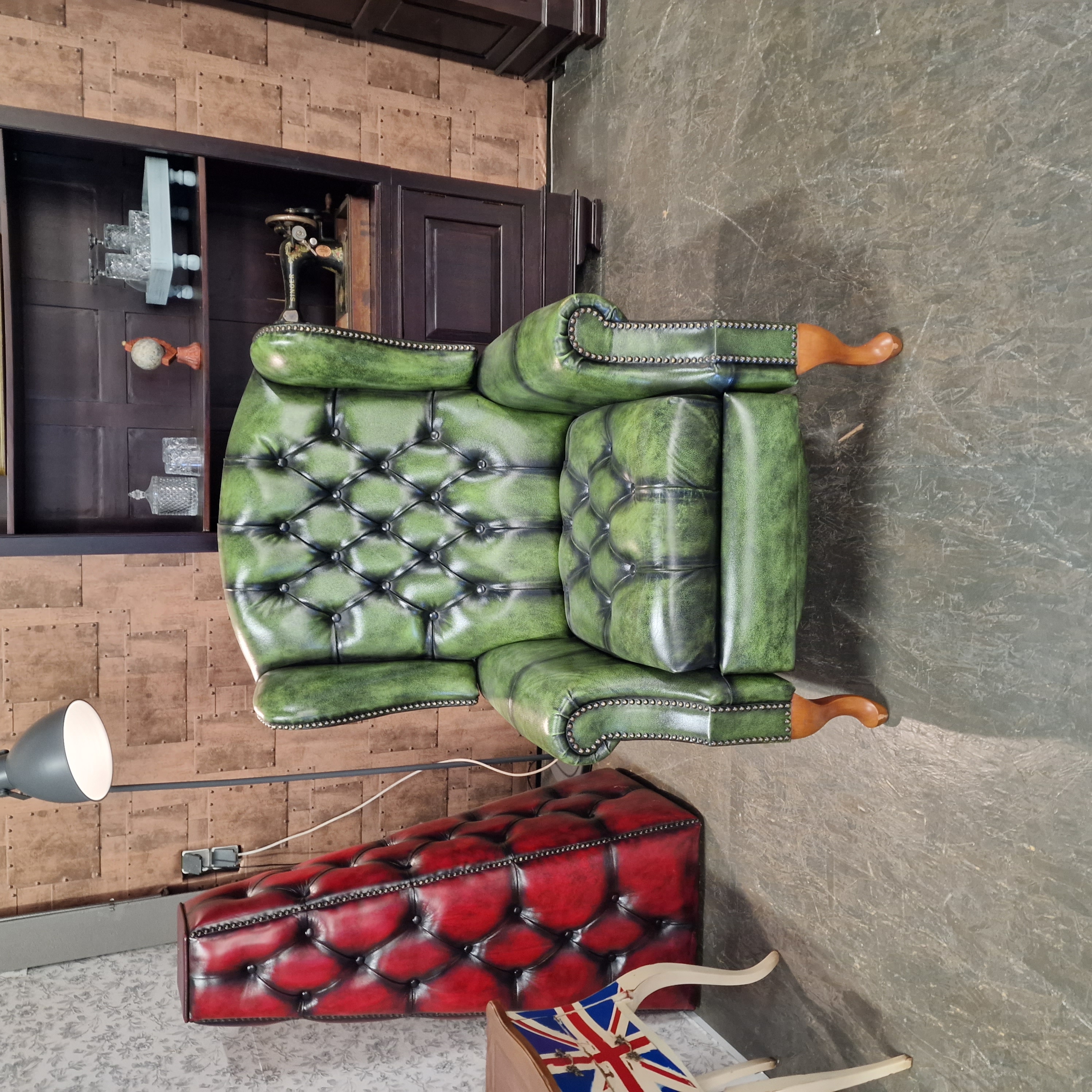 Chesterfield Lazychester Relaxfauteuil (m) - Antiek Limoen Groen Met Knopenzit image 2