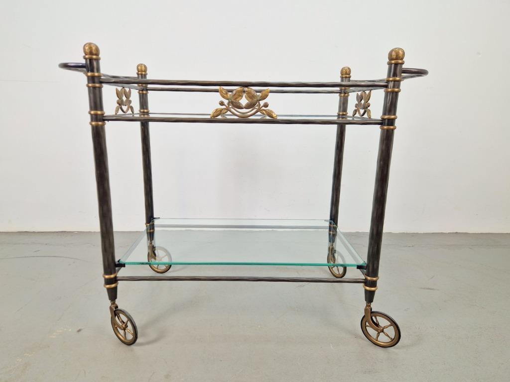 Vintage Regency Messing Metaal Bar Cart Drank Trolley Goud image 5