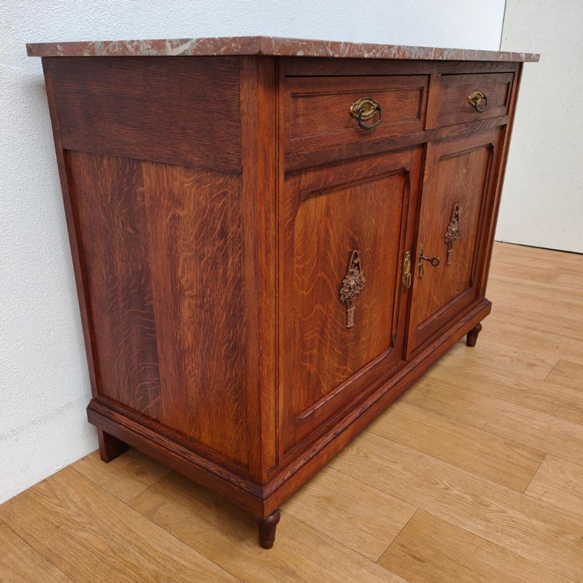 Vintage Antiek Dressoir Commode Ladekast Badkamermeubel Met Marmer Blad 702 image 7