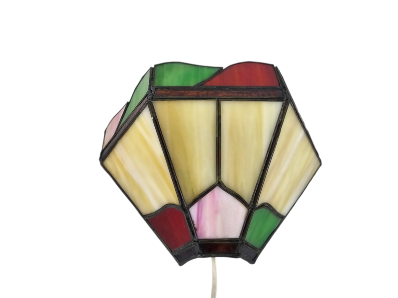 Wandlamp - Tiffany Stijl - Glas En Lood - 3e Kwart 20e Eeuw image 8