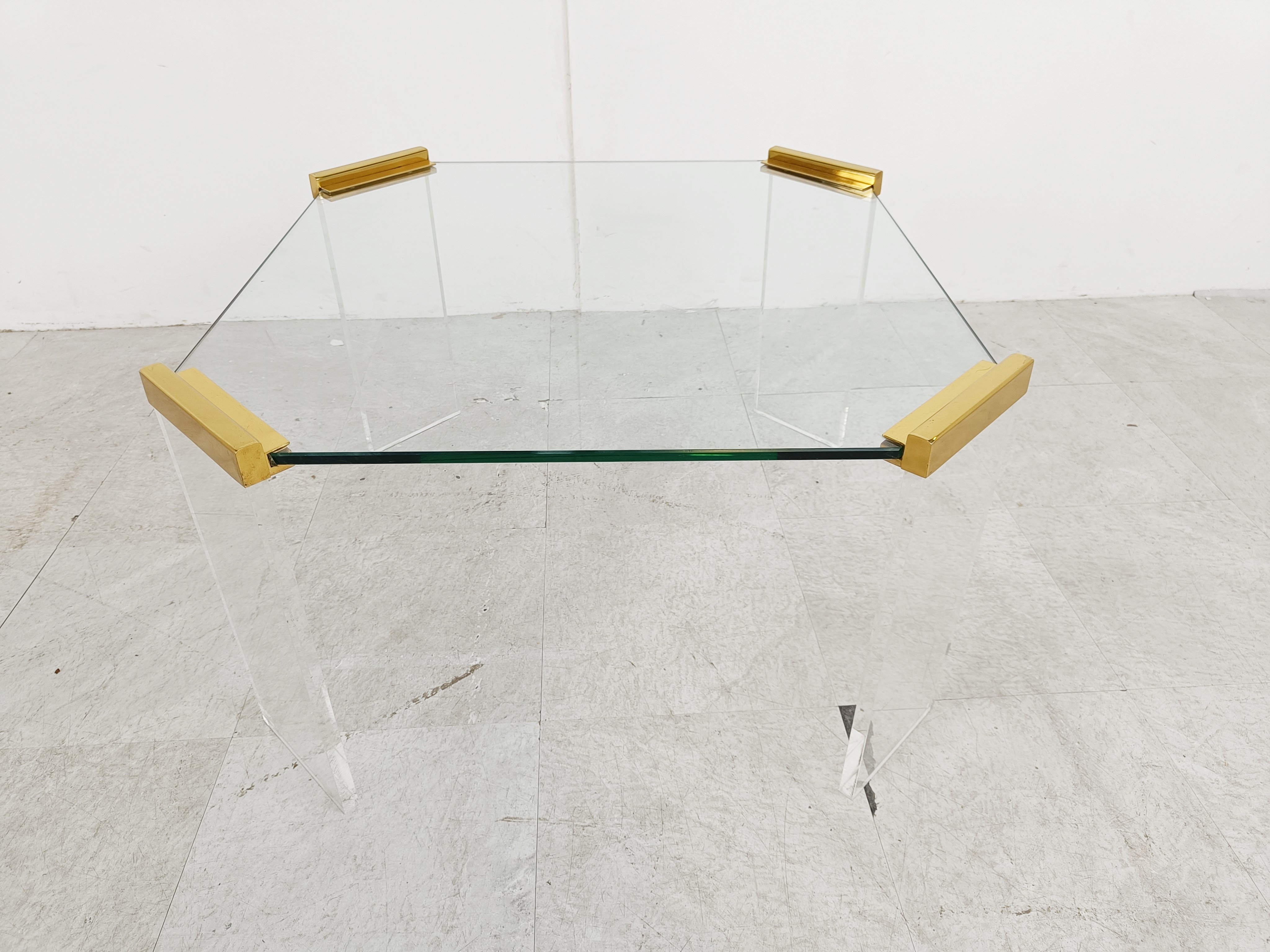Lucite And Brass Coffee Or Side Tables, 1970s image 7