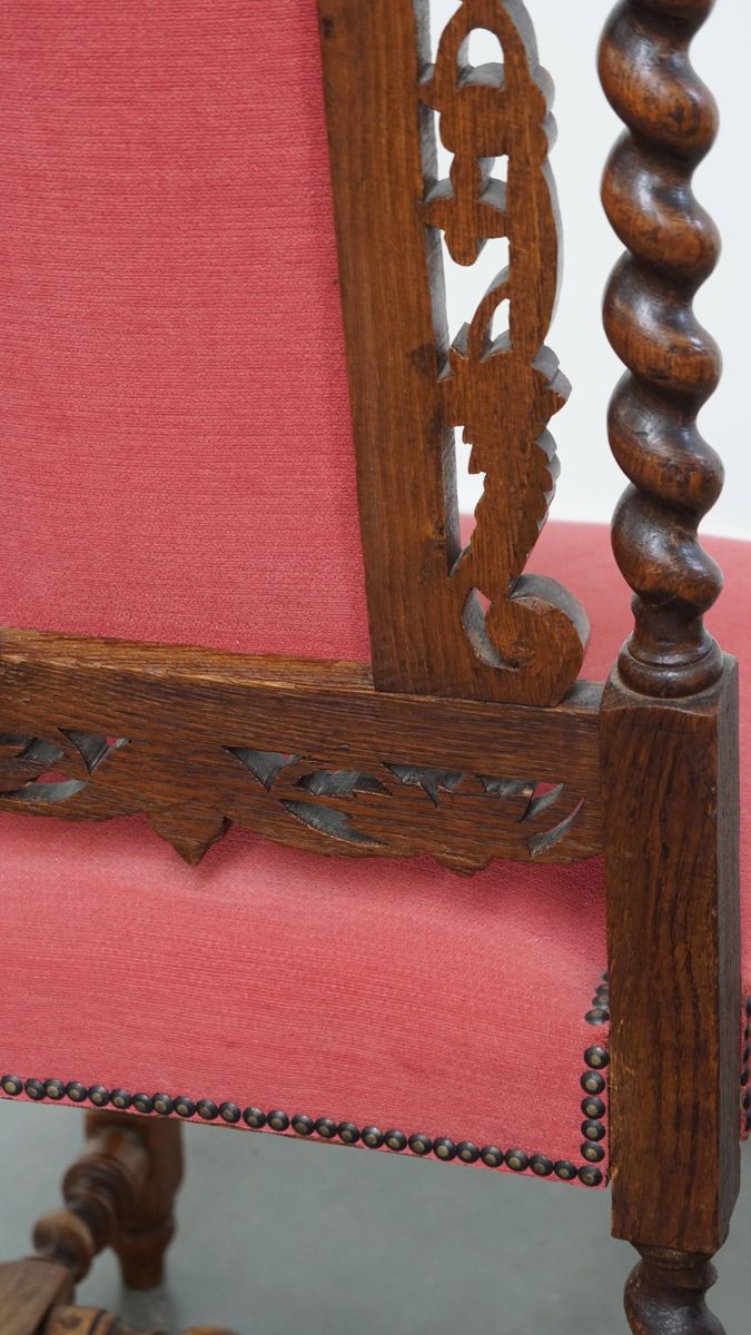 Majestueuze Antieke Set Van 2 Hollandse Eetkamerstoelen Met Mooi Houtsnijwerk image 14