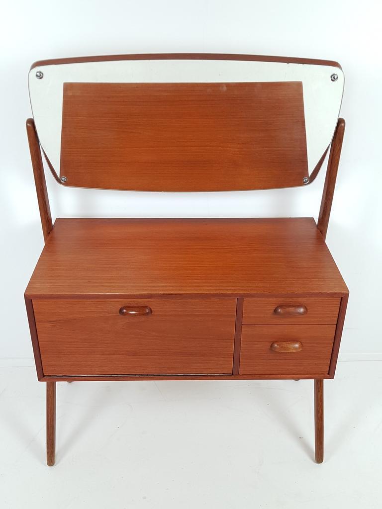Vintage Deense Kaptafel Teak | Make Up Kastje Spiegel Danish image 3