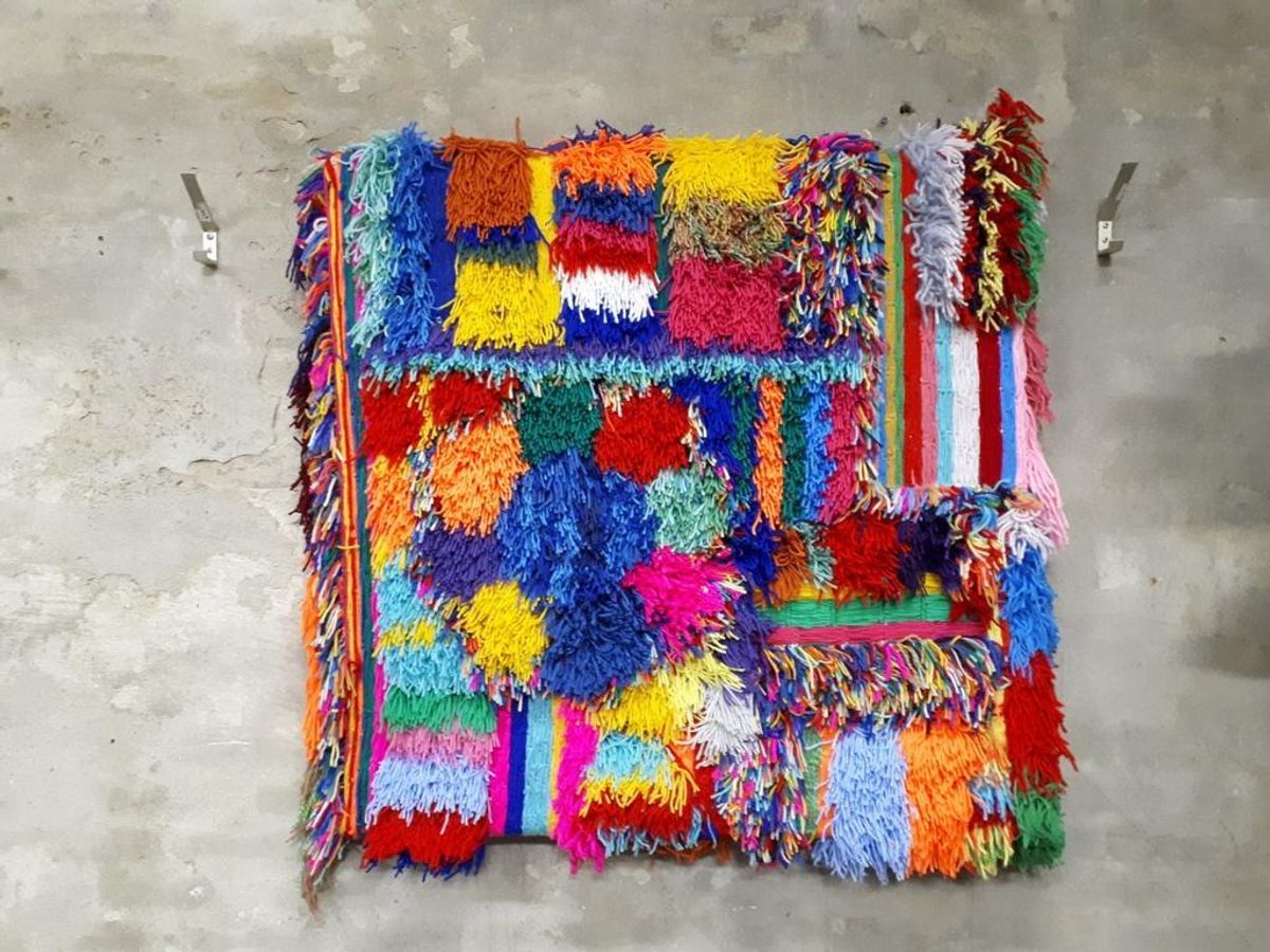 Groot Wollen Retro Schilderij Handwerk Kunstwerk image 2