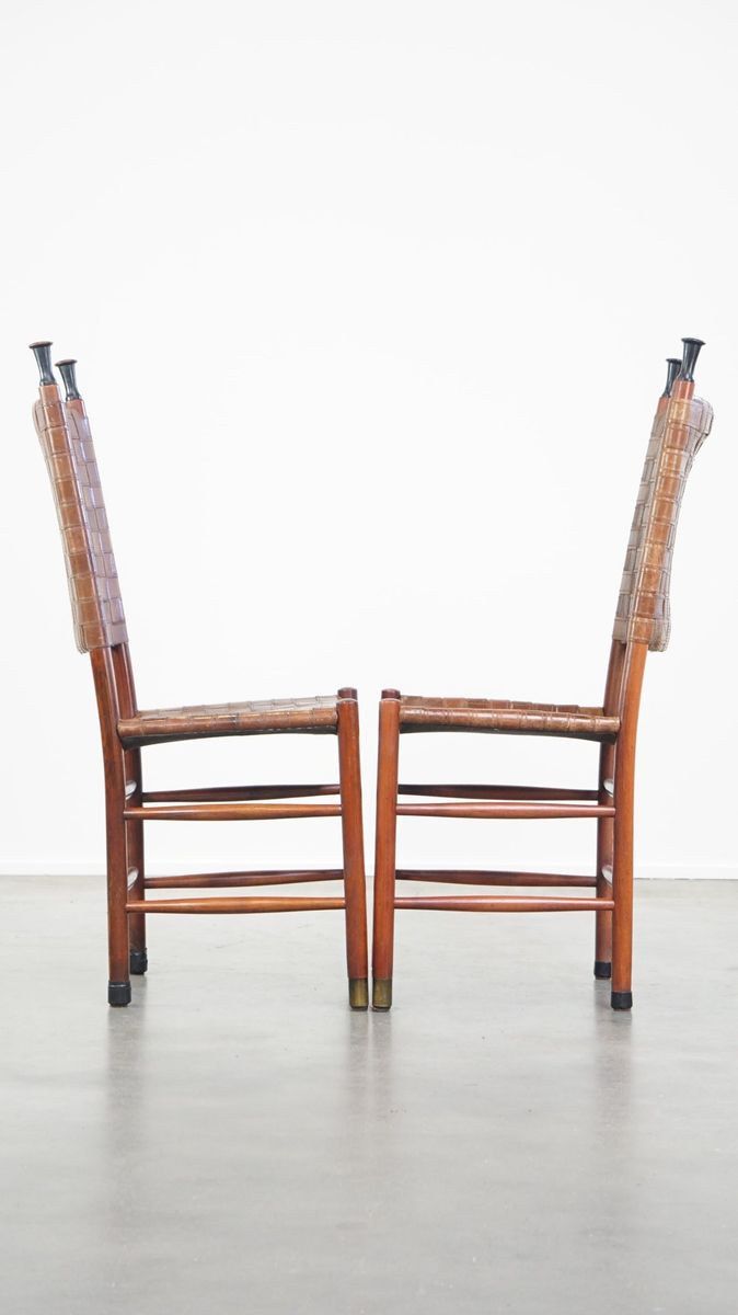 Set Van 6 Schuitema Eetkamerstoelen Uit De Shaker Collectie Met Gevlochten Leren Zitting image 4