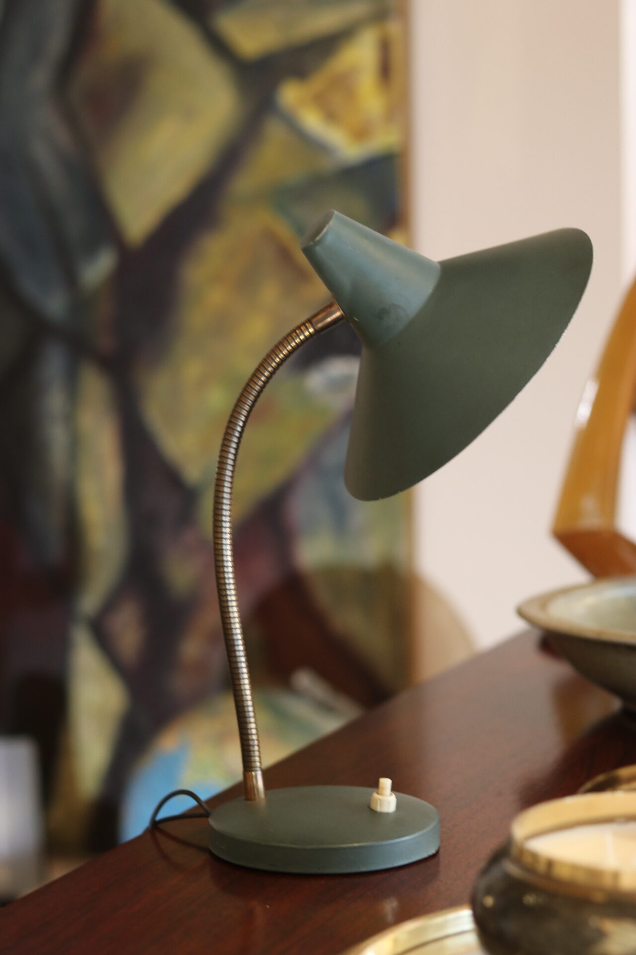 Mid-Century Donkergroene Bureaulamp image 7