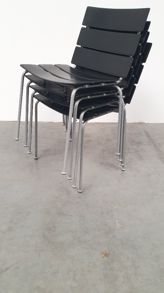 Giancarlo Vegni Fasem Italy Stripe Zadelleer Stoelen Vintage Design image 5
