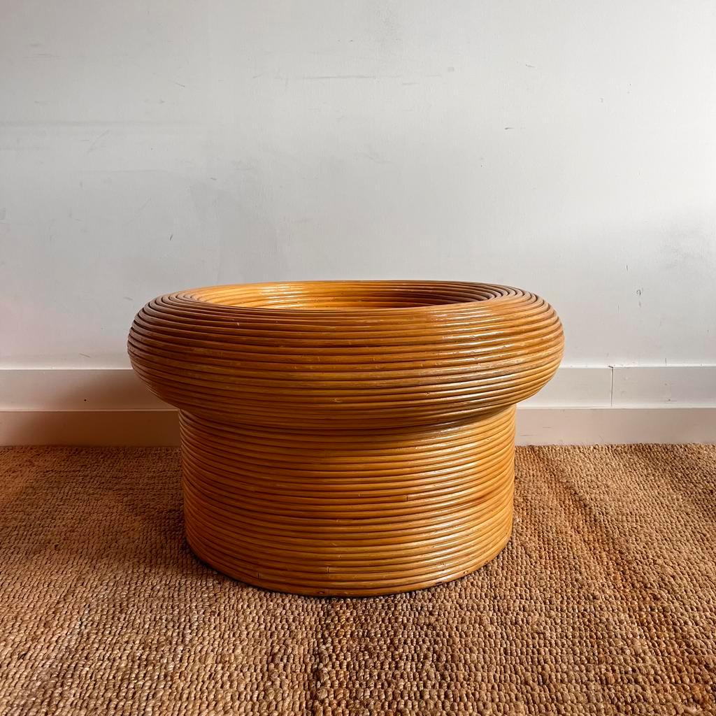 ‘pencil Reed’ Rotan Bamboe Salontafel Vintage image 4