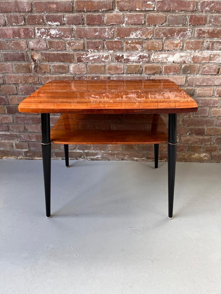 Vintage Hoogglanzende Houten Cocktailtafel, Salontafel Jaren 60, Mid Century Bijzettafel. image 3