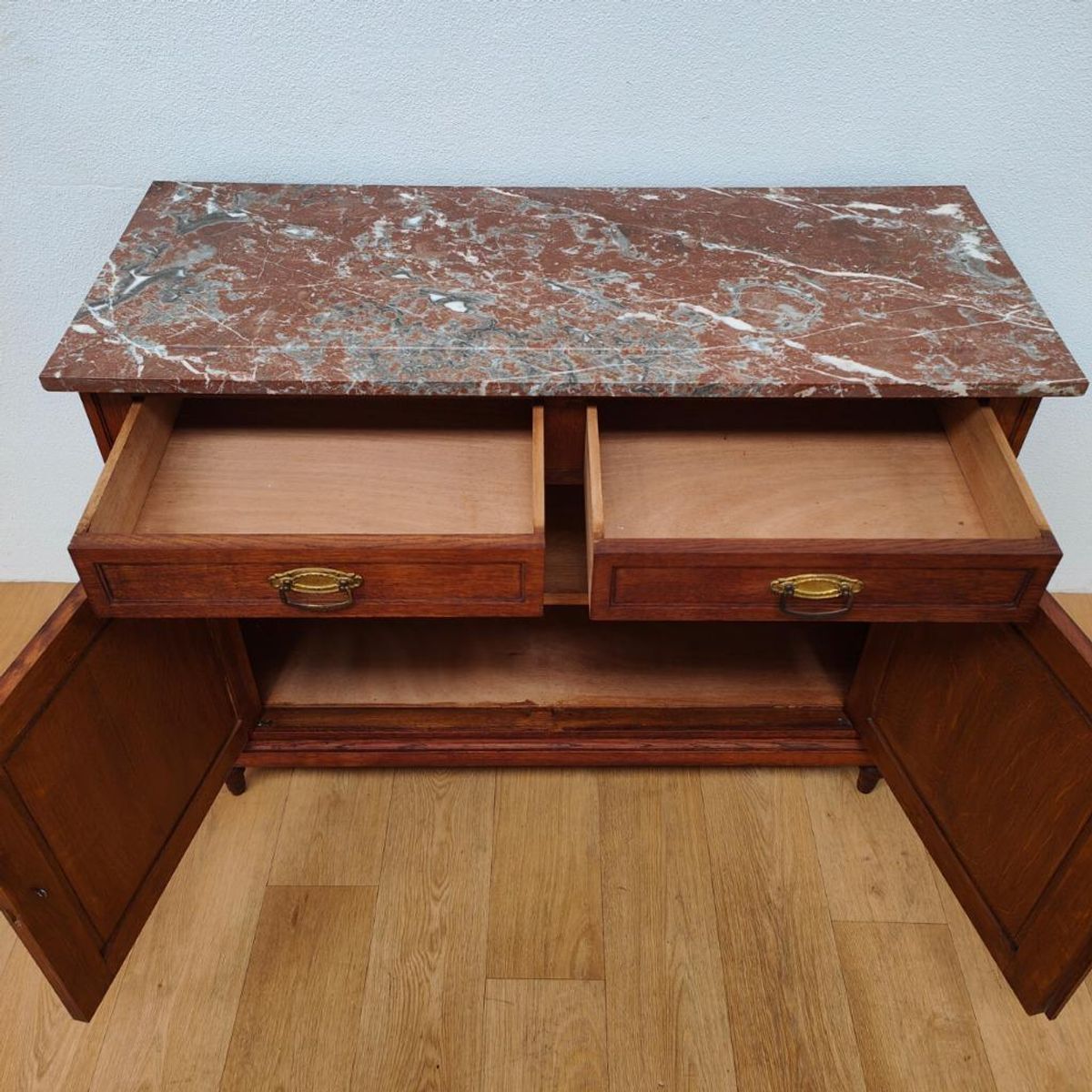 Vintage Antiek Dressoir Commode Ladekast Badkamermeubel Met Marmer Blad 702 image 4