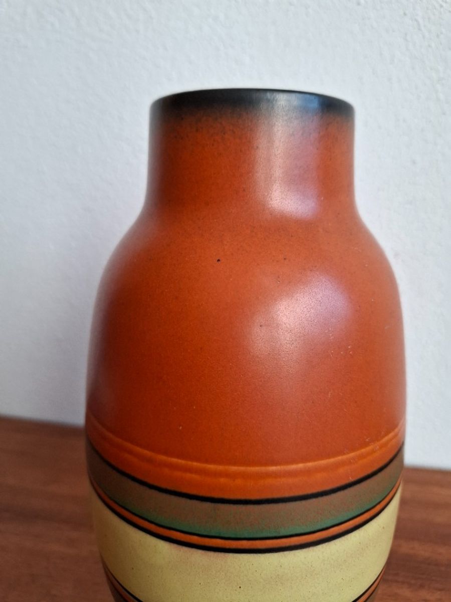 Vintage West Germany Vaas Oranje, Zwart image 2
