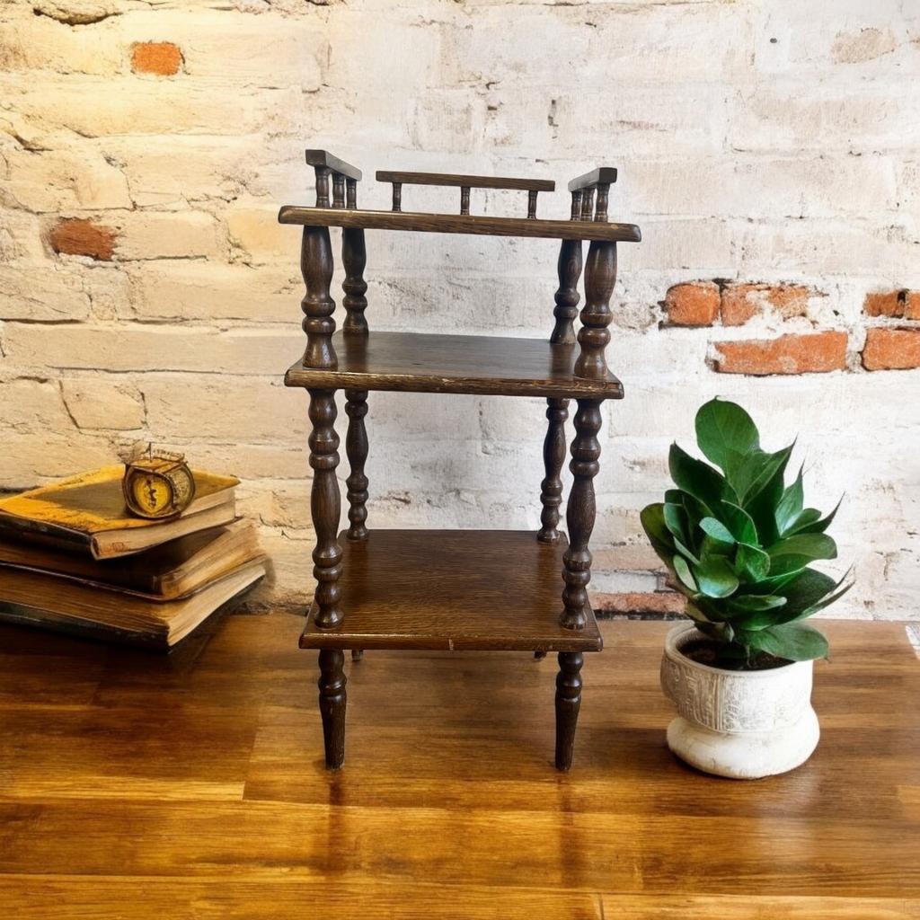 Vintage Houten Bobbin Rekje / Etagere / Staander image 2