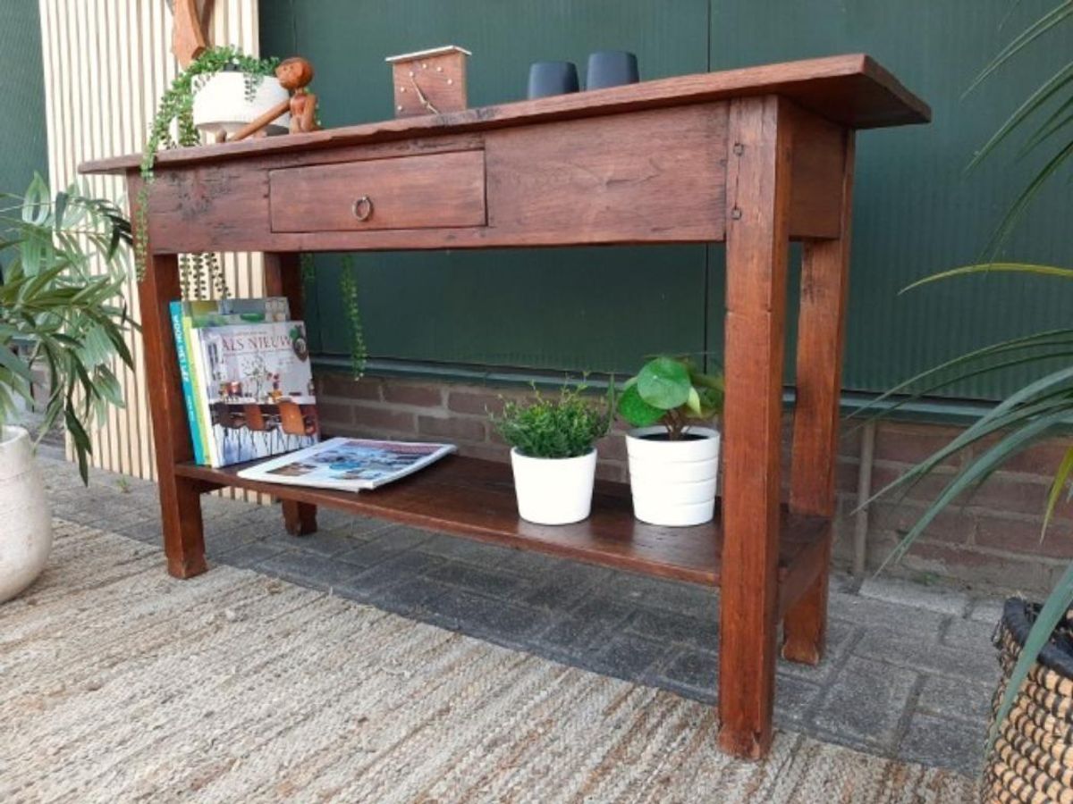 Robuuste Teak Houten Side Table Haltafel Landelijke Sidetable image 4