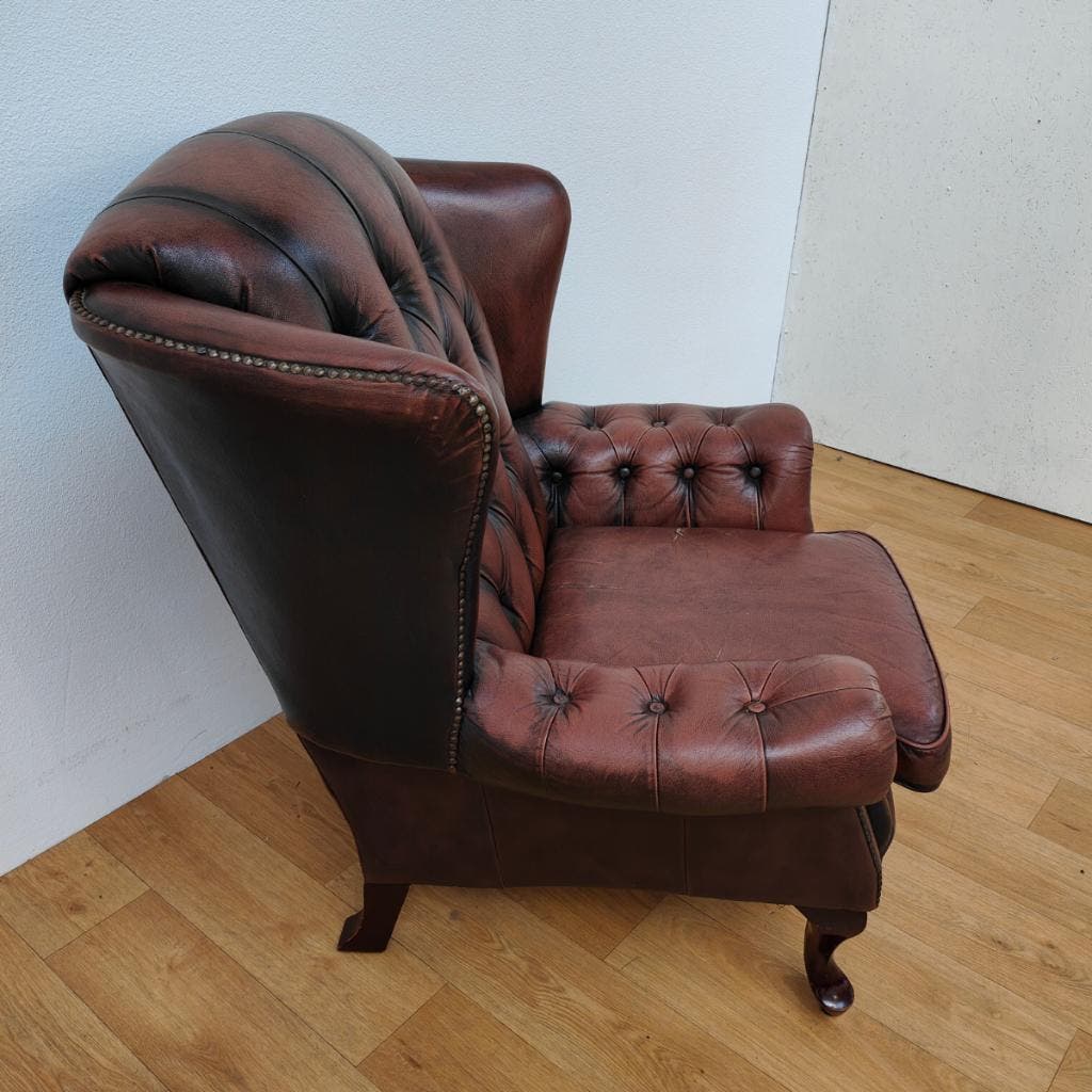 Vintage Chesterfield Stijl Fauteuil, Oorfauteuil 209 image 7
