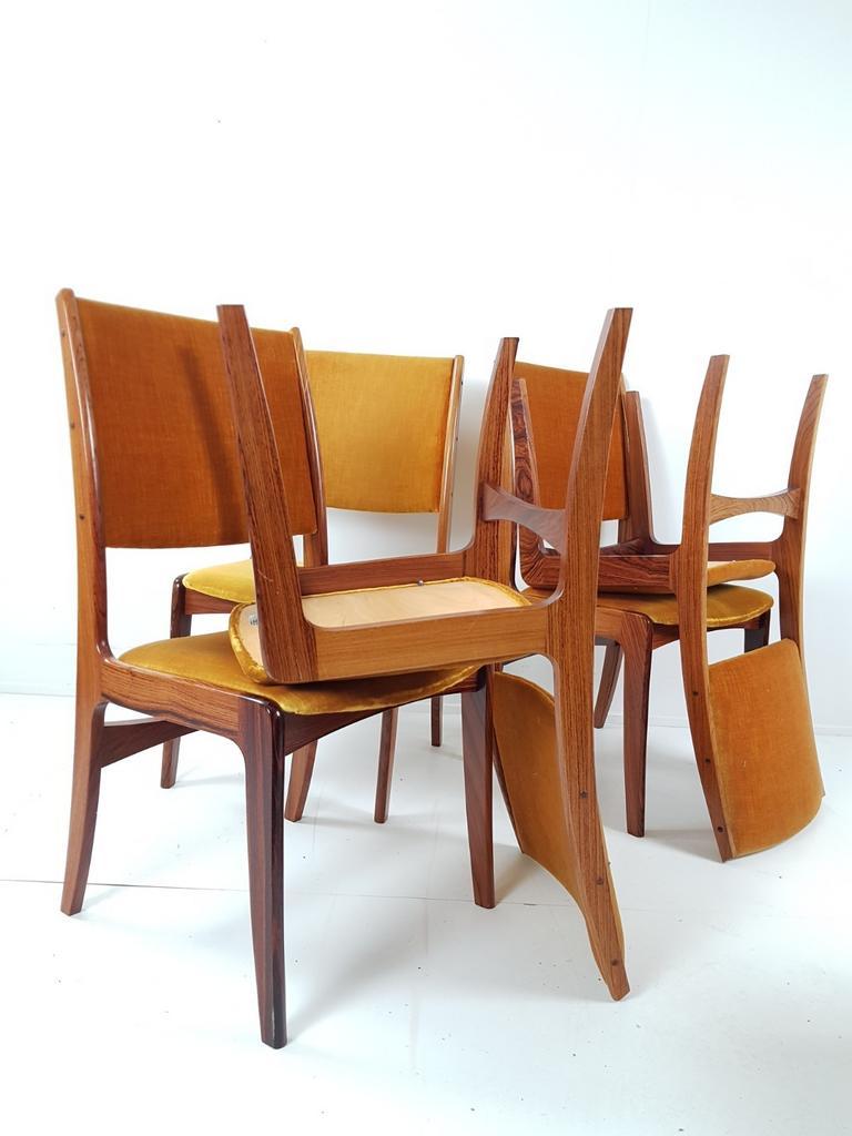 Vintage Deense Stoelen Okergeel Velours Dining Chairs Danish image 5