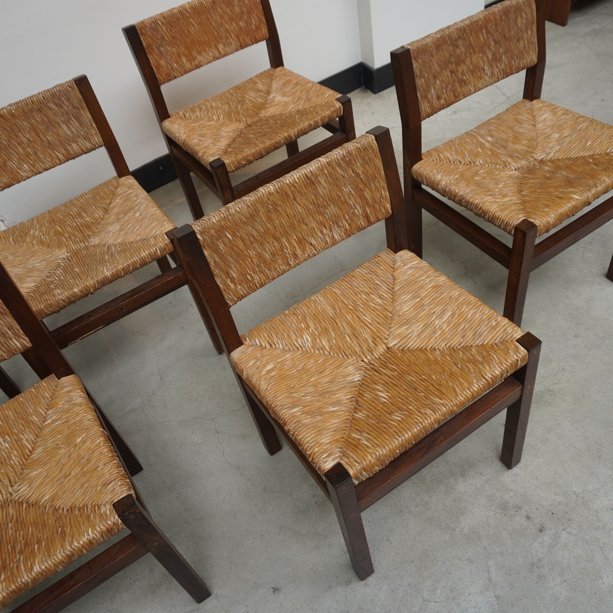 Wenge & Wicker Dining Chairs Set Of 8 'se82' Design By Martin Visser, 1970s image 3