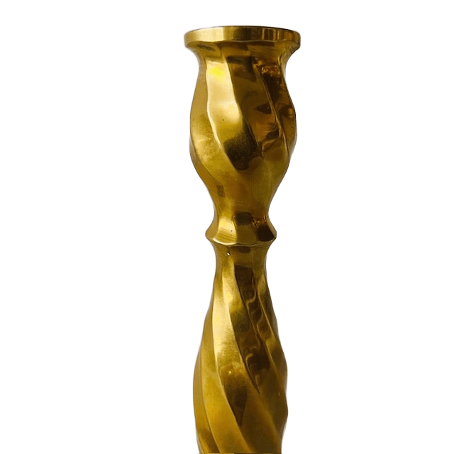 Set Mid-century Gedraaide Messing Kandelaars Swirl 1950’s image 6