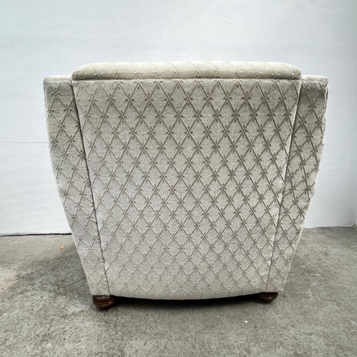 Vintage Fauteuil Met Houten Details, Velour - Ruitjespatroon image 4