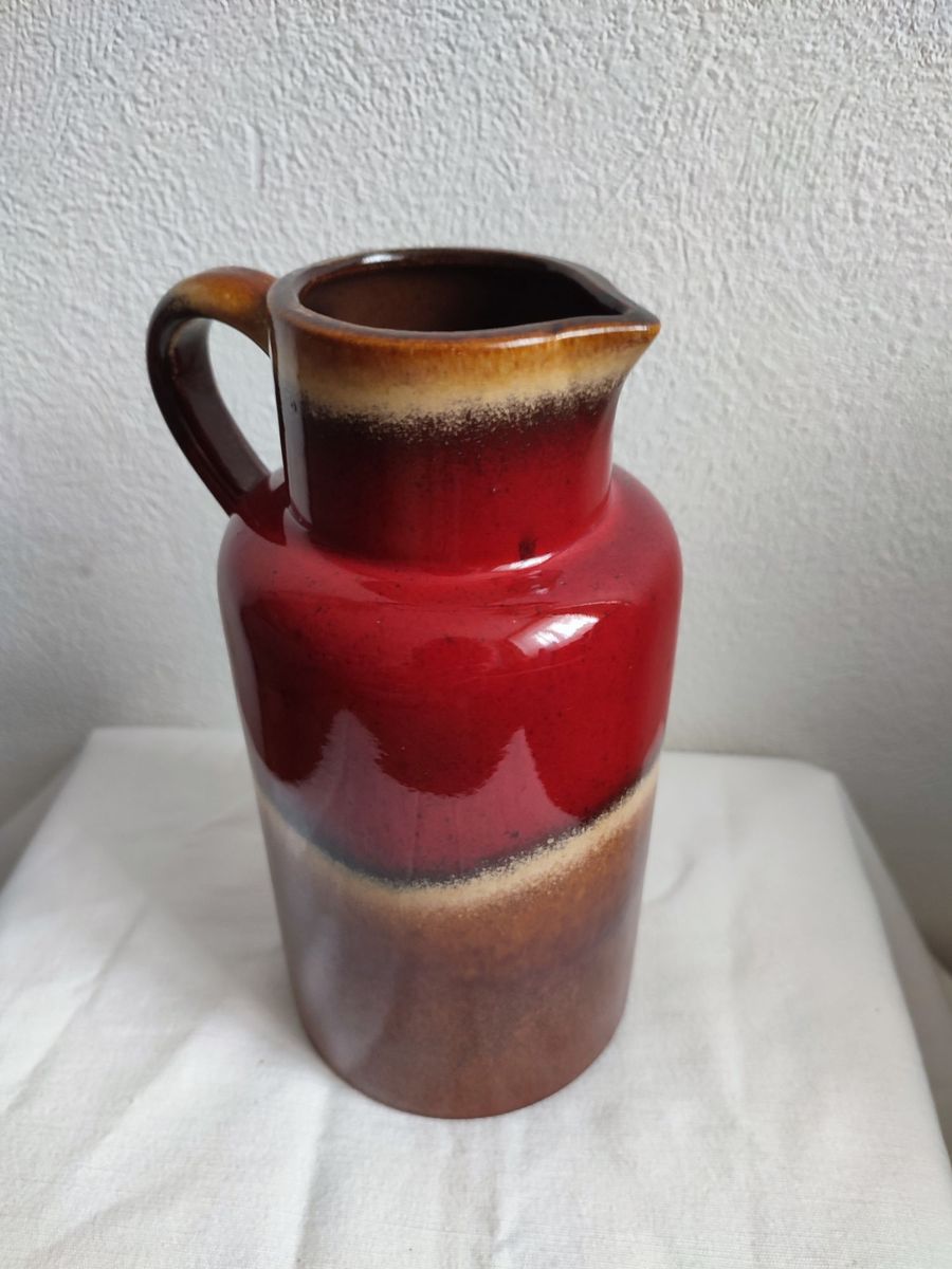 Vintage Scheuring West Germany Vaas Karaf Rood Bruin Lava 447-22 image 3
