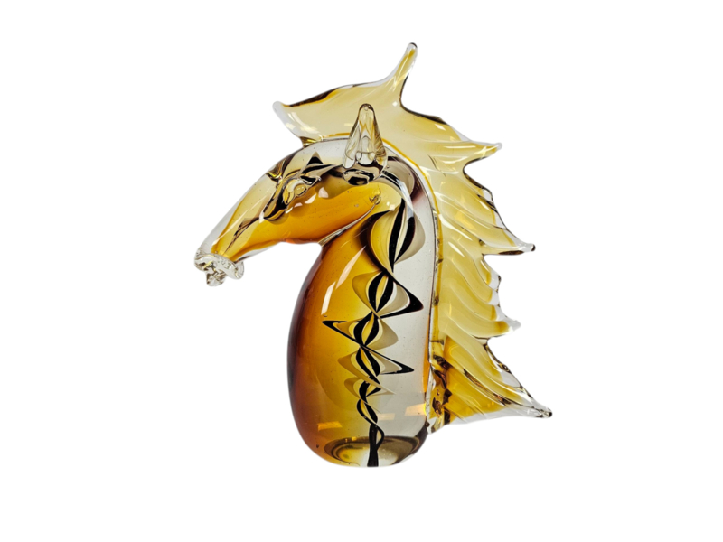 Murano Glas - Sculpture - 'horse Head' - Amber Glas - 3e Kwart 20e Eeuw image 9