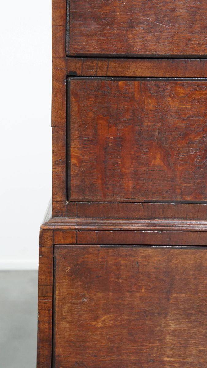 Niet Veel Voorkomende Klassieke Lage Antieke Engelse Ladekast/ Chest On Chest Uit De 18e Eeuw image 8
